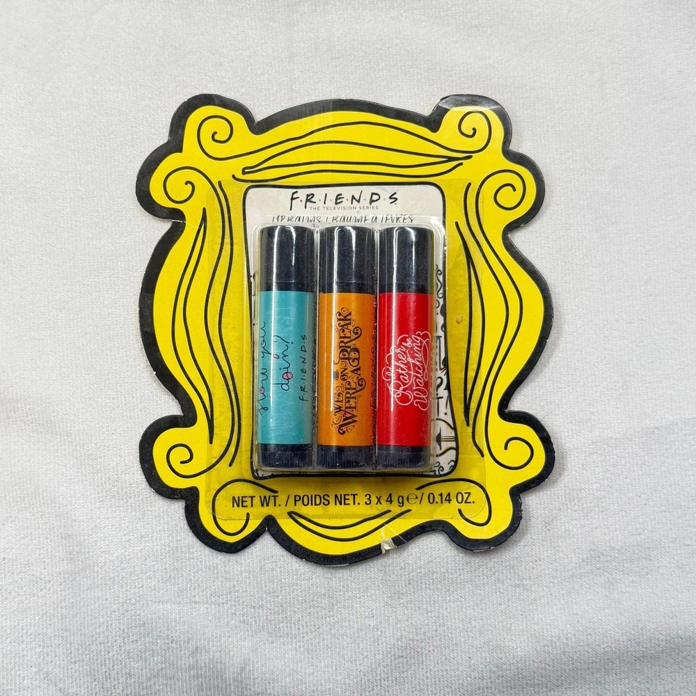 Friends TV Series Lip Balm Trio Paladone Beauty Strawberry Cherry Vanilla 3 Pack